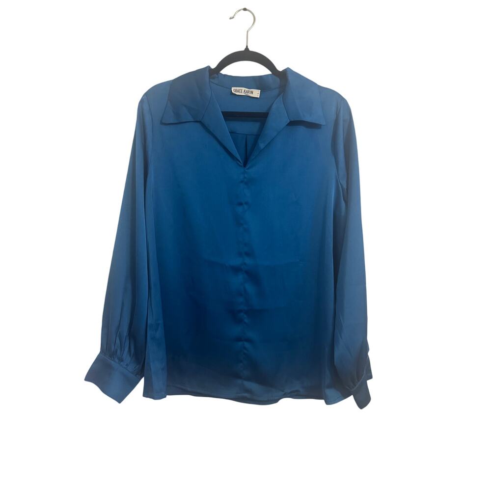 Large Grace Karen long sleeve blouse nwot office business church casual v neck